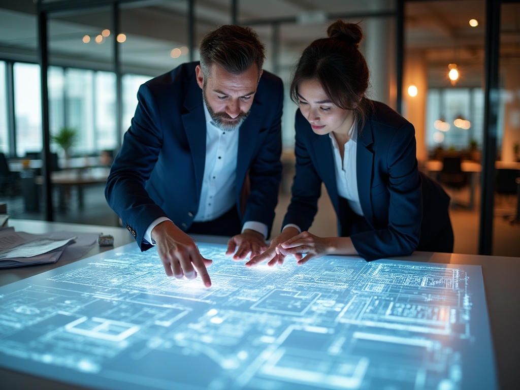 CorkBridge consultants reviewing a digital transformation blueprint